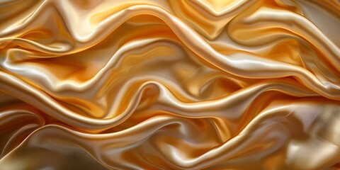 Obraz premium Silk fabric wallpaper with gold wavy pattern luxurious and elegant background. Concept Luxury Wallpaper, Gold Pattern, Silk Fabric, Elegant Design