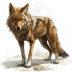Coyote in Fantasy style on white background