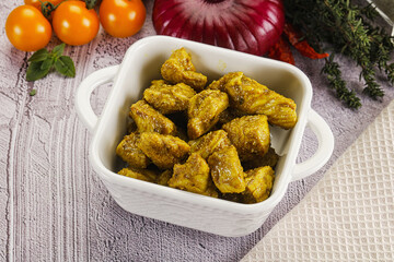 Indian cuisine curry chicken fillet