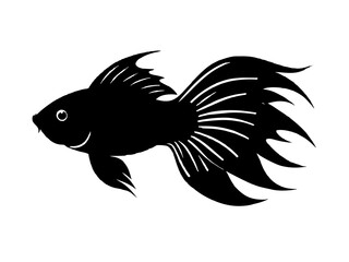 Betta fish silhouette vector illustration 