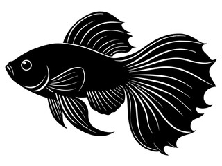 Betta fish silhouette vector illustration 