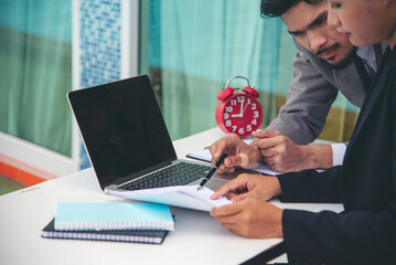 Business strategy team report chart, graph, infographic data analyze financial report plan. Hands...