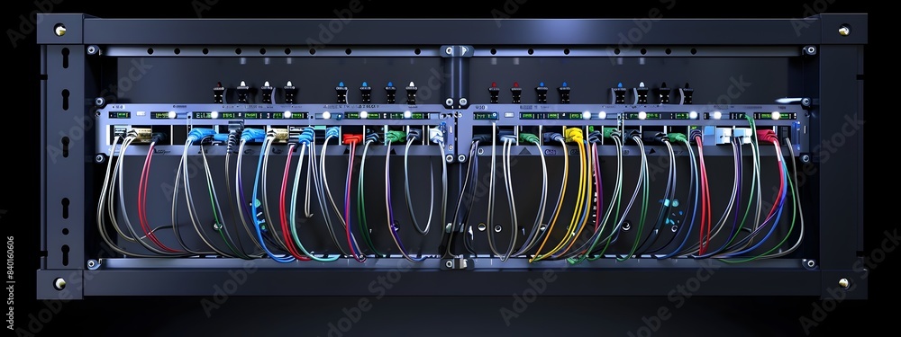 Poster fiber optic distribution panel with multiple connections for digital communication network