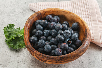 Sweet ripe blueberry on the bowl