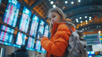 Obraz premium The girl at airport terminal