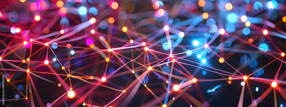 Poster intricate fiber optic node connection detailed 3d rendering of network technology