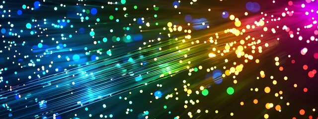 Fototapeta premium Vibrant Fiber Optic Light Signals Representing Digital Data Transmission