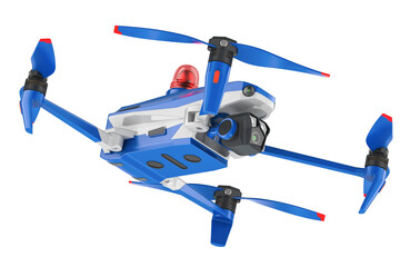 Police Drone, 3D rendering isolated on transparent background