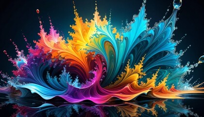 Obraz premium Colorful fractal crystalized water 