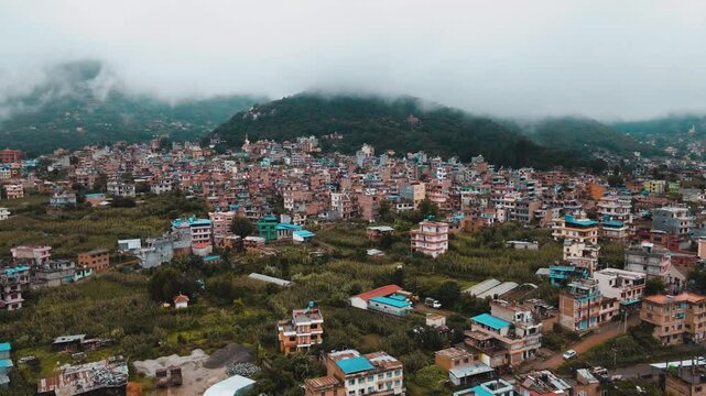 aerial view of Pharping valley in kathmandu, Nepal.