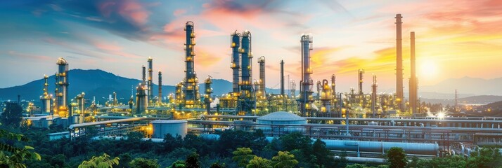 Obraz premium engineering and technological of industrial plants and facilities large-scale infrastructure including refineries, power plants, and pipelines