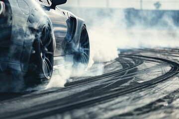 Blurred speed view of Motorsports racing drift professional drivers, and high-speed car activities