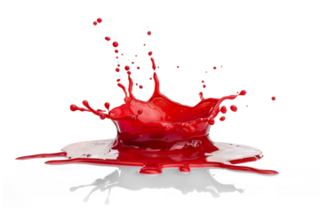 A splash of red paint on a white background