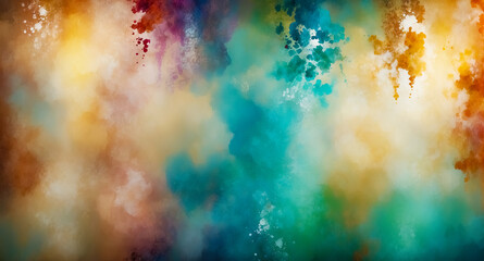 Fototapeta premium Abstract watercolor background with blue, yellow, and orange hues
