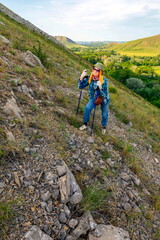 beautiful mature women travels through the mountains of the Southern Urals