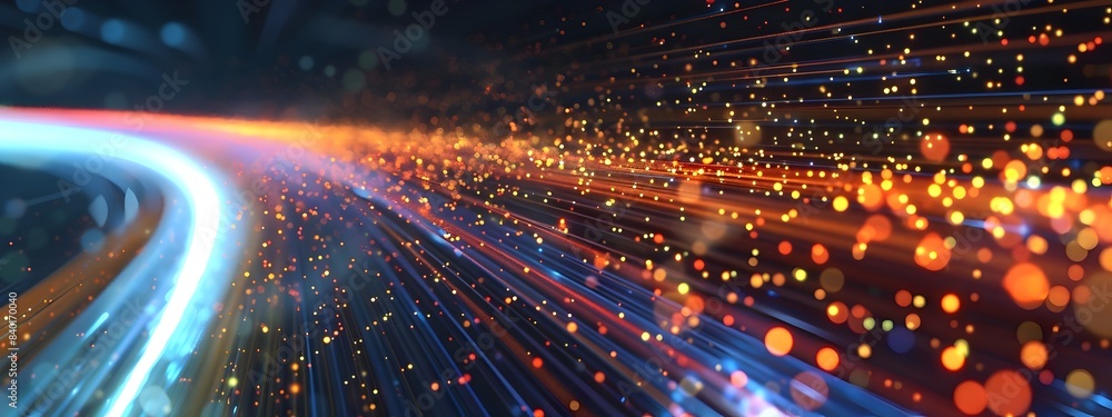 Poster fiber optic signal transmission path 3d rendered visualization of data communication network
