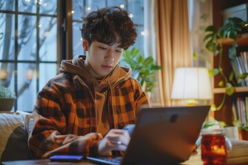 Man seated laptop use