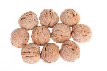 Walnuts are isolated on a white background,