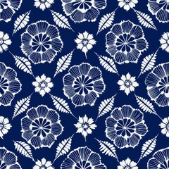 Seamless pattern of traditional Japanese shibori patterns created through resist dyeing techniques, Generative AI