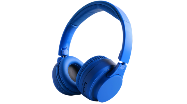 blue wireless design headphone isolated on transparent background