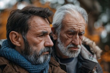 Two elderly males standing together