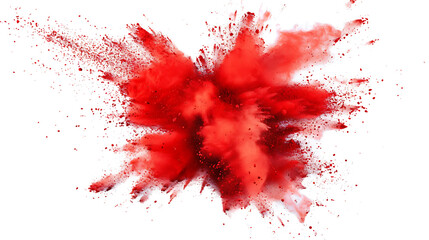 bright red holi paint color powder festival explosion isolated on transparent background