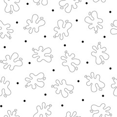 Splash ink blot. Seamless pattern. Coloring Page. Decorative fluid shape. Vector drawing. Design ornaments.