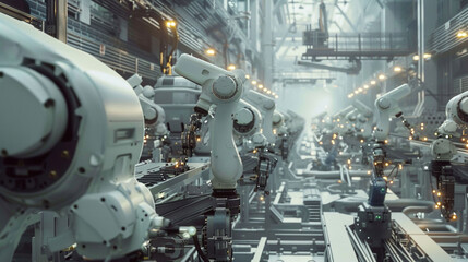 robots are working in a factory