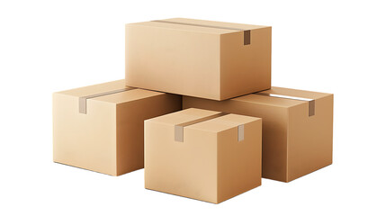 Cardboard boxes isolated on transparent background