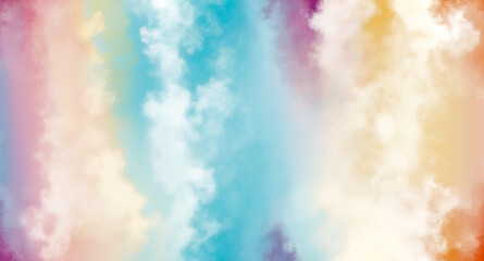 Fototapeta premium Abstract Watercolor Background with Pastel Colors and Clouds
