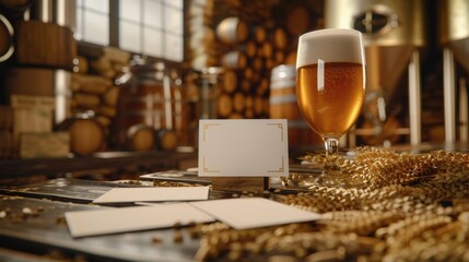 Craft Beer Tasting Room Business Cards Amidst Barley Hops and Brews