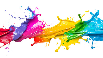 Colorful paint splashes isolated on transparent background