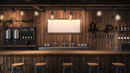 Craft Beer Brewmaster's Haven Tasting Room with Customizable Business Cards Tap Handles and Flavor Wheel Stock Image