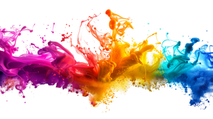 colorful wild color splash isolated on transparent background