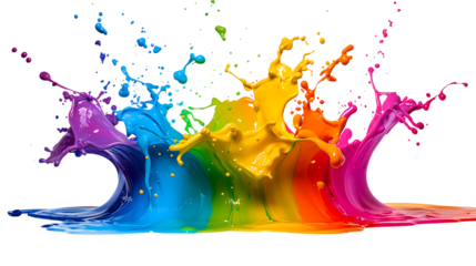 colorful wild color splash isolated on transparent background