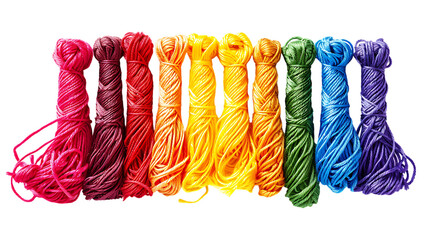 Colourful embroidery threads isolated on transparent background