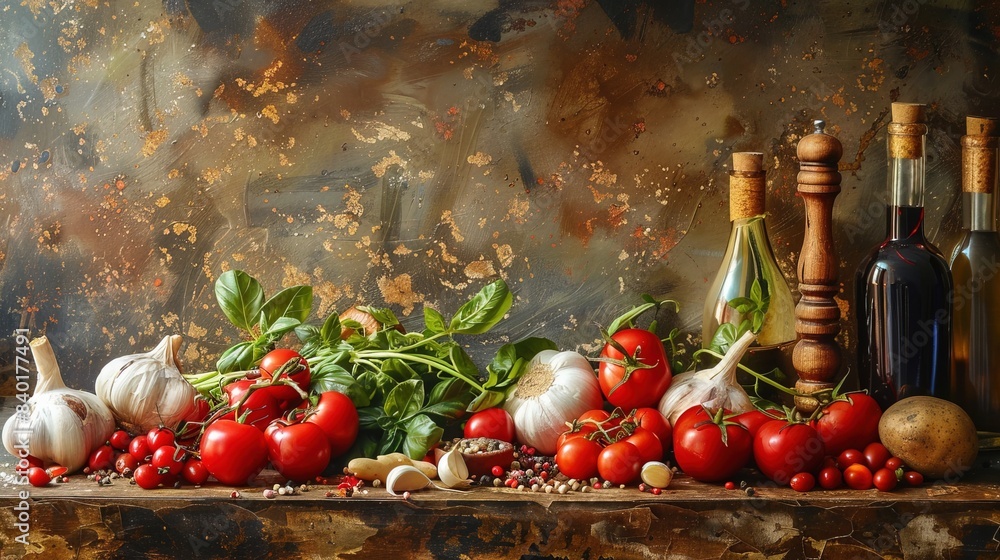 Wall mural Ingredient for cooking, kitchen background