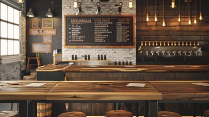 Craft Beer Taproom Rustic Charm and Artisanal Flavors Blank Business Cards Draft Beer Taps and Daily Brews on Wooden Tables
