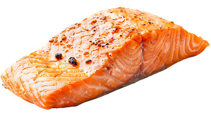 Cooked salmon fillet isolated on transparent background