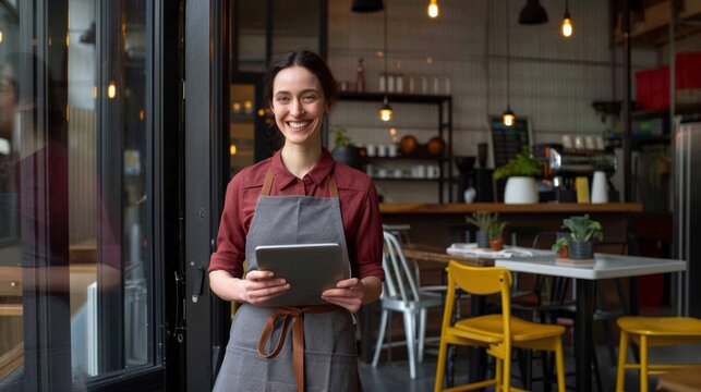 The smiling cafe waitress