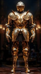 Naklejka premium Majestic Gold Plated Armor of a Noble Medieval Knight