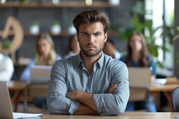 Fototapeta premium Man seated, arms crossed