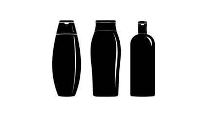 Shampoo bottle,  black isolated silhouette