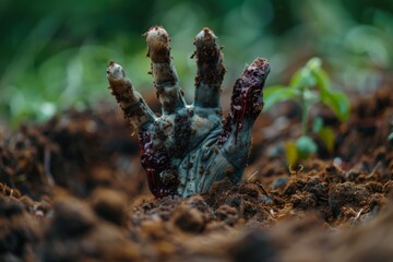 Obraz premium Bloody hand on soil