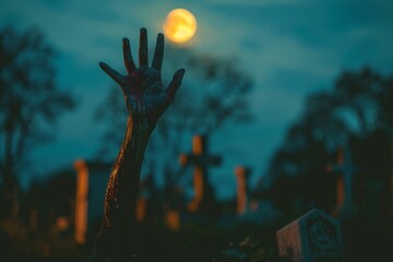 Hand emerging from grave