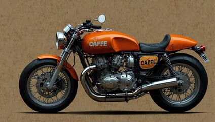 Drawing of the orange caffe racer bike
