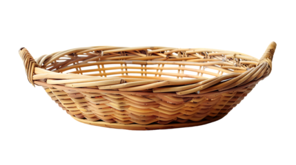 Empty wooden fruit or bread basket isolated on transparent background
