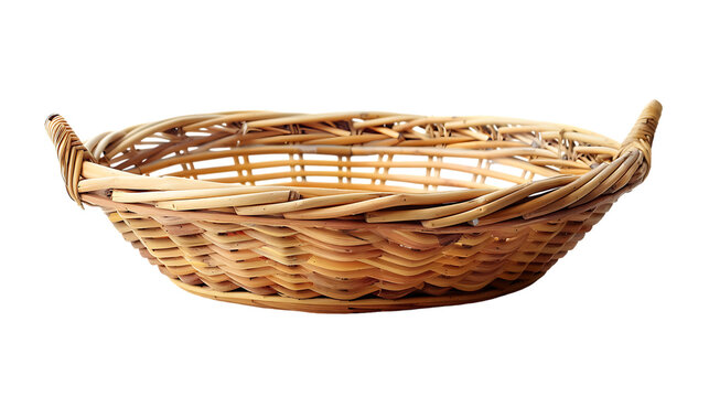 Empty wooden fruit or bread basket isolated on transparent background