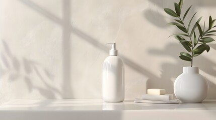 Blank Label Lotion Pump: A modern lotion pump bottle with no in bathroom setting.