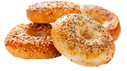 Fresh bagels isolated on transparent background